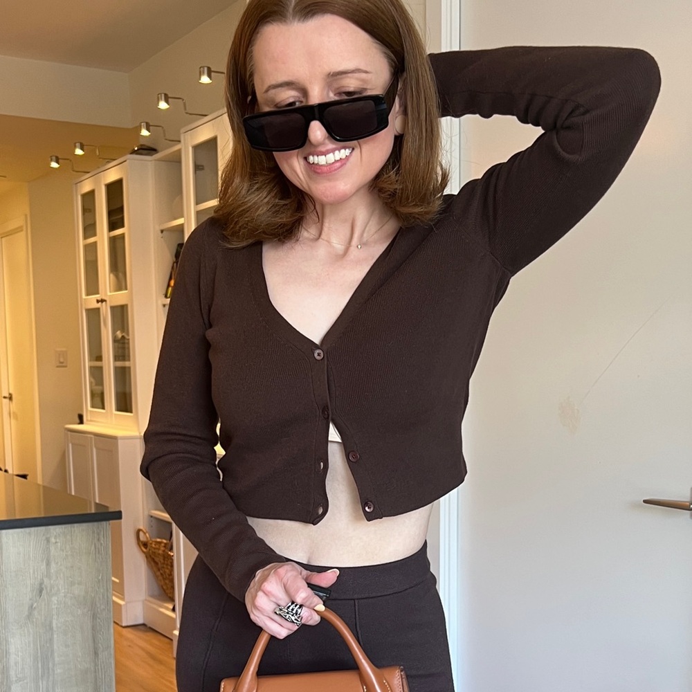 Aritzia Babaton Wool Cardigan Brown SMALL